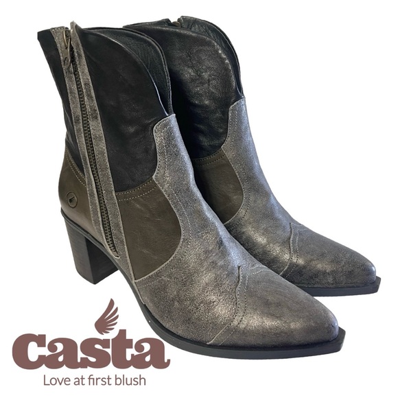 NWOB $295 Casta “Love at First Blush” Metallic Two-Tone Leather Boots 40 (US 9) - Picture 11 of 11